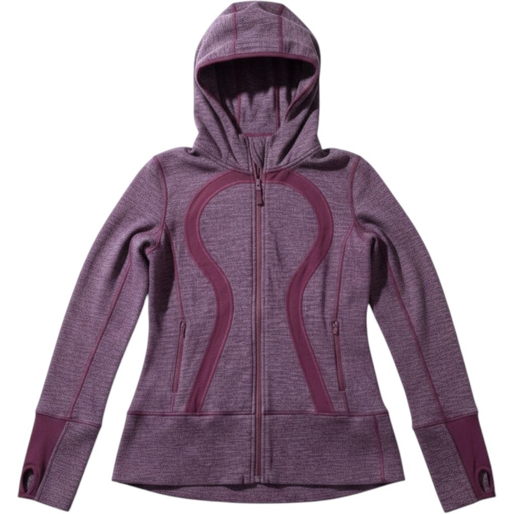 Lululemon Scuba Full Zip Hoodie Heathered Purple Knit Thumbholes Jacket - Picture 1 of 10